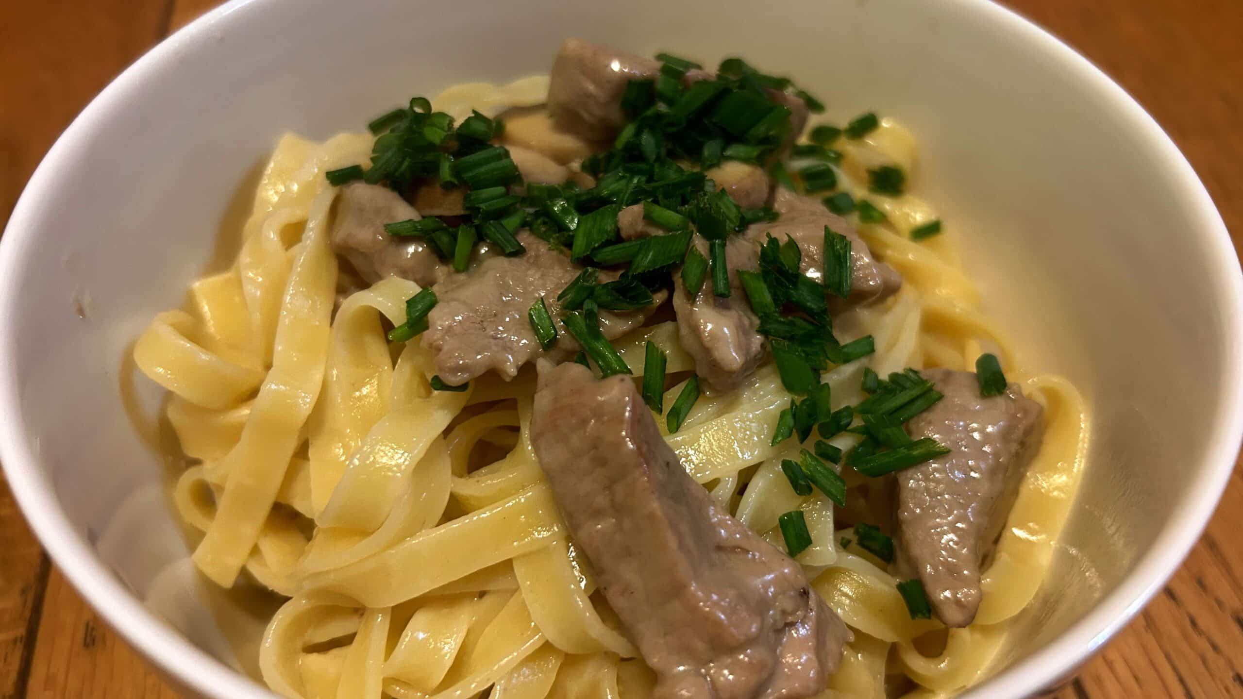 Tagliatelles au veau et champignons
